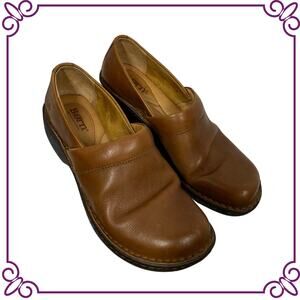 Born Toby Duo Women's Slip On Shoes Brown Leather 2" Heel Size 7